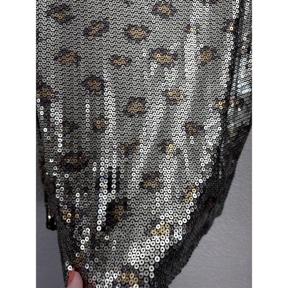 Ruby Rd. Womens Jacket & Tank Top Petite Medium Gold Sequin Animal Print - Picture 2 of 13